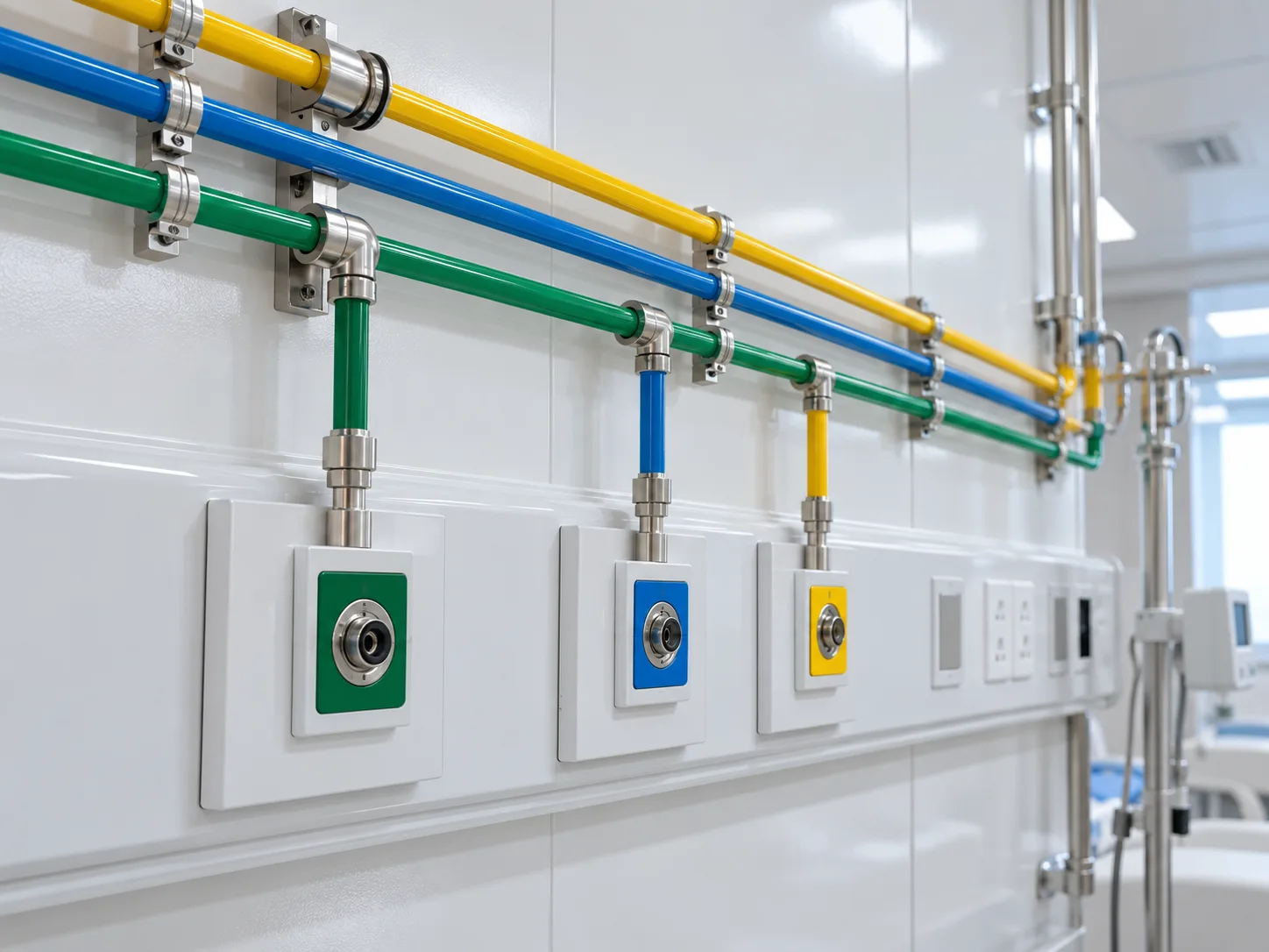 Illustrative medical gas outlets and pipeline system